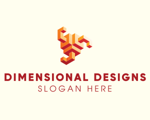 3D Geometric Game logo design