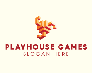 3D Geometric Game logo design