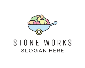 Colorful Stone Wheelbarrow  logo design