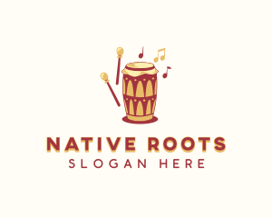 African Percussion Drum logo design