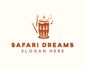 African Percussion Drum logo design