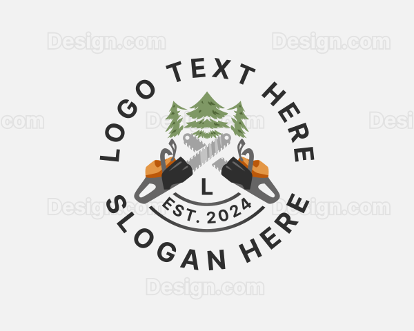 Tree Logging Chainsaw Logo