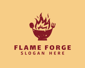 Flame Cutlery Bowl logo design