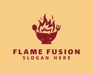 Flame Cutlery Bowl logo design