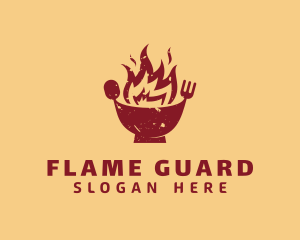 Flame Cutlery Bowl logo design