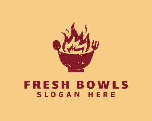 Flame Cutlery Bowl logo design