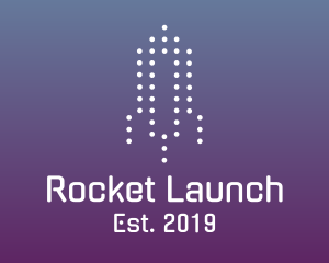 Minimalist Dot Rocket logo