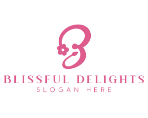 Pink Flower B Stroke logo design