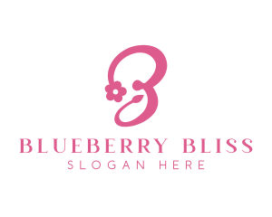 Pink Flower B Stroke logo design