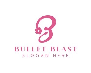 Pink Flower B Stroke logo design