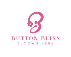 Pink Flower B Stroke logo design