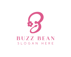 Pink Flower B Stroke logo design