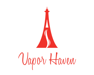 Red Eiffel Vape logo design