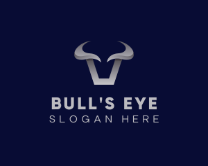 Metallic Bull Horns logo design