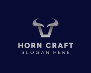 Metallic Bull Horns logo design