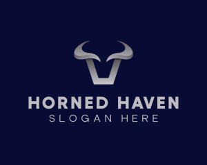 Metallic Bull Horns logo design