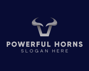 Metallic Bull Horns logo design