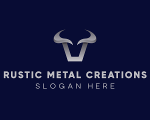 Metallic Bull Horns logo design