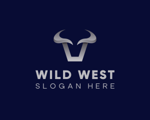 Metallic Bull Horns logo design