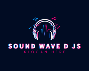 Glitch Headphone Music Note logo design