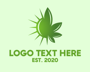 Green Cannabis Sun logo design