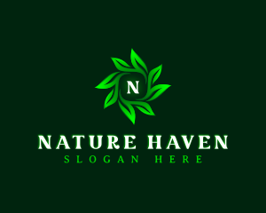 Nature Leaves Wreath logo design