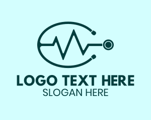 Heartbeat - Stethoscope Cardiologist Lifeline logo design