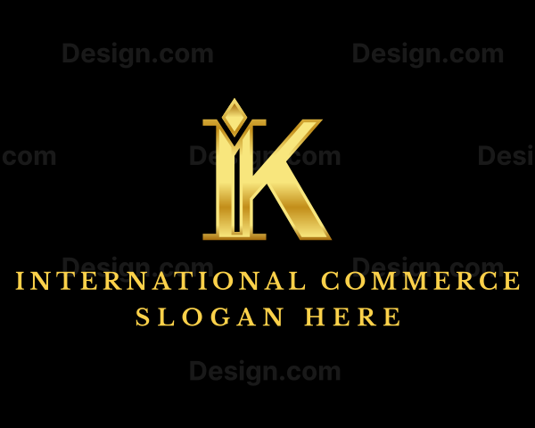 Golden Diamond Letter K Logo