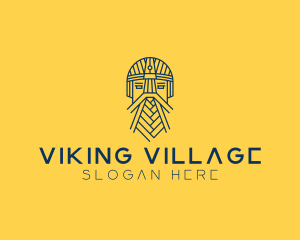 Minimalist Viking Face logo design