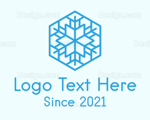 Blue Outline Snowflake Logo