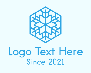 Blue Outline Snowflake  logo