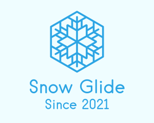 Blue Outline Snowflake  logo design