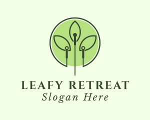 Wellness Leaf Needle logo design