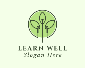 Wellness Leaf Needle logo design