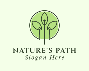 Wellness Leaf Needle logo design