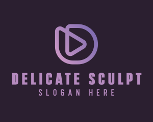 Play Button Letter D logo design