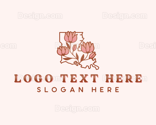 Louisiana Flower Magnolia Logo