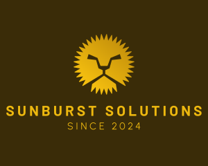 Sunburst Lion Face logo design