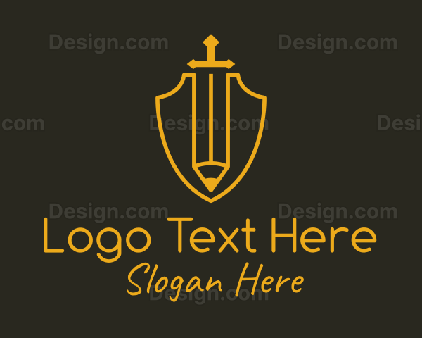 Shield Pencil Sword Logo