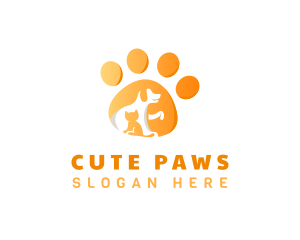 Veterinarian Cat Dog Paw logo design