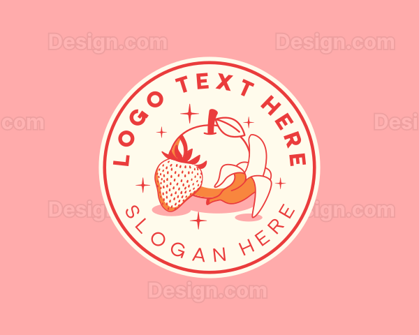 Retro Banana Strawberry Orange Logo