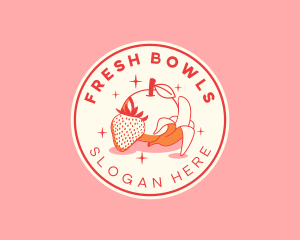 Retro Banana Strawberry Orange logo design