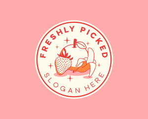 Retro Banana Strawberry Orange logo design