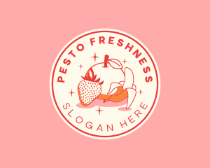 Retro Banana Strawberry Orange logo design