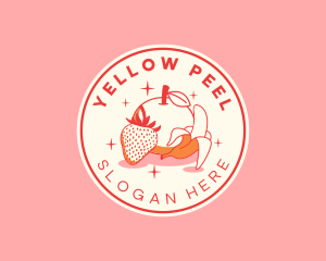 Retro Banana Strawberry Orange logo design