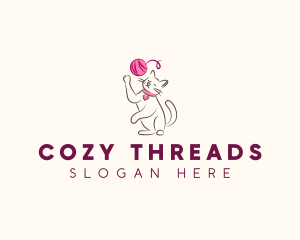 Cat Yarn Knitting logo design