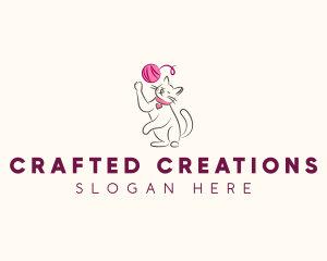 Cat Yarn Knitting logo design