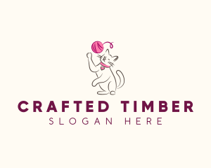 Cat Yarn Knitting logo design