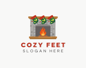 Christmas Fireplace Socks logo design