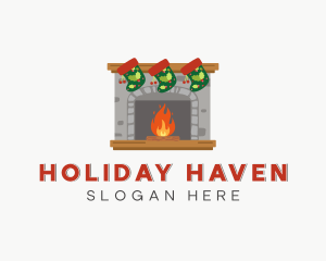 Christmas Fireplace Socks logo design